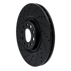 Alfa Romeo Stelvio Brake Rotor (1) - Front Left - R1 Concepts - Drilled & Slotted - Black - `17-`25